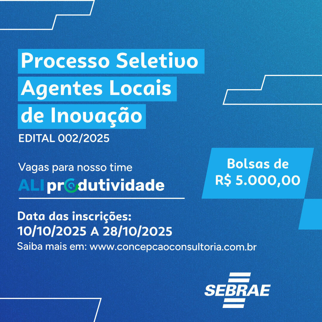 Imagem de compartilhamento para o artigo Sebrae/MS abre vagas para agentes de inovação com bolsas de R$ 5 mil em Chapadão do Sul e outros municípios da MS Todo dia